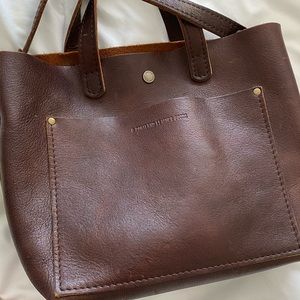 Portland Leather Goods Mini Crossbody Tote in Coldbrew